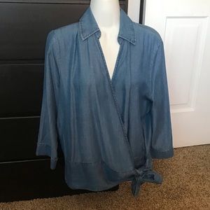 Denim wrap top